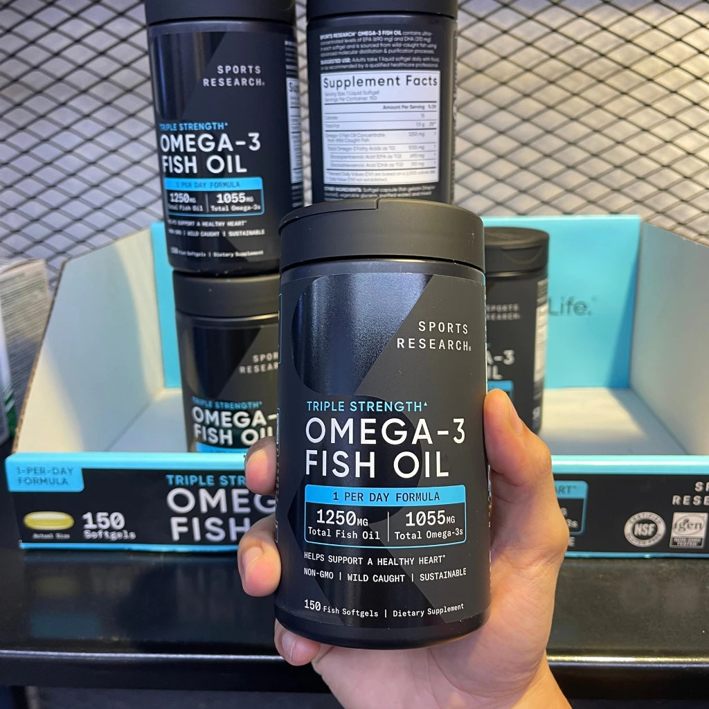 Dầu Cá Sports Research Triple Strength Omega-3 Fish Oil 150 Viên