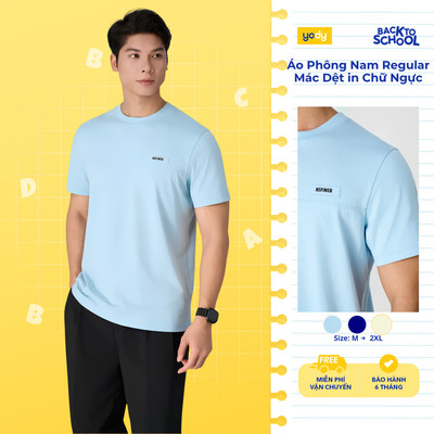 Áo Phông Nam Yody Cotton Form Regular Mác Dệt in Chữ Ngực Co giãn Thoáng Khí Mềm mại MCTS26S022