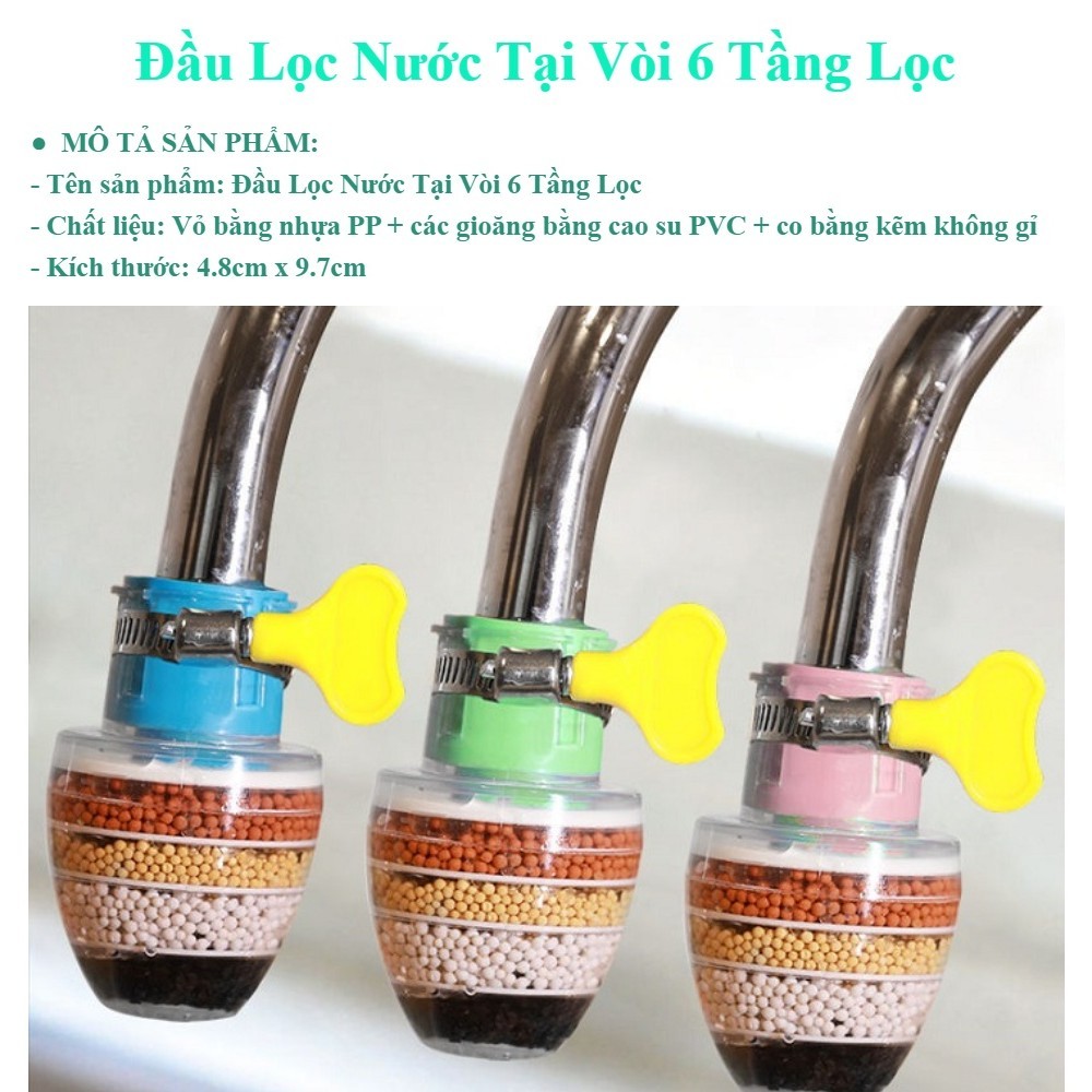 Đầu Lọc Nước Trực Tiếp Tại Vòi 6 Tầng Lọc Siêu Sạch- Lọc Nước Mini 6 Tầng Có Co Tăng Giảm Gắn Được M