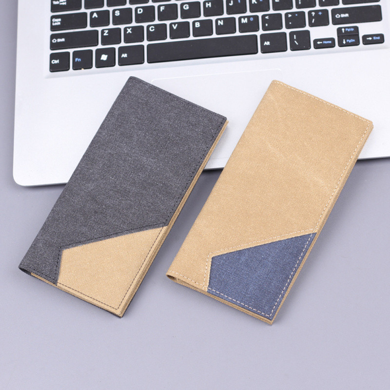 M] Ví dài bằng vải Canvas nam mỏng Ví nam nhiều khe cắm thẻ Ví nam 12 khe cắm thẻ Vải mỏng phù hợp v