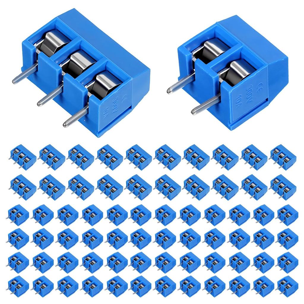 70 Chiếc Xanh 2 Pin & 3 Pin 5mm / 0.2inch Pitch PCB Mount Vít Terminal Block 5mm Vít Terminal Block 