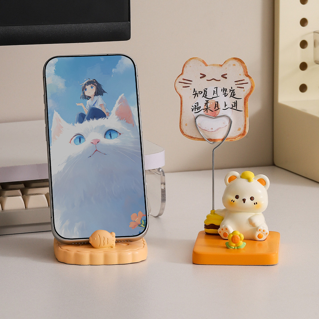 Kệ để bàn điện thoại hình mèo dễ thương Kệ mini decor bàn học bàn làm việc Đồ decor bàn học phụ kiện