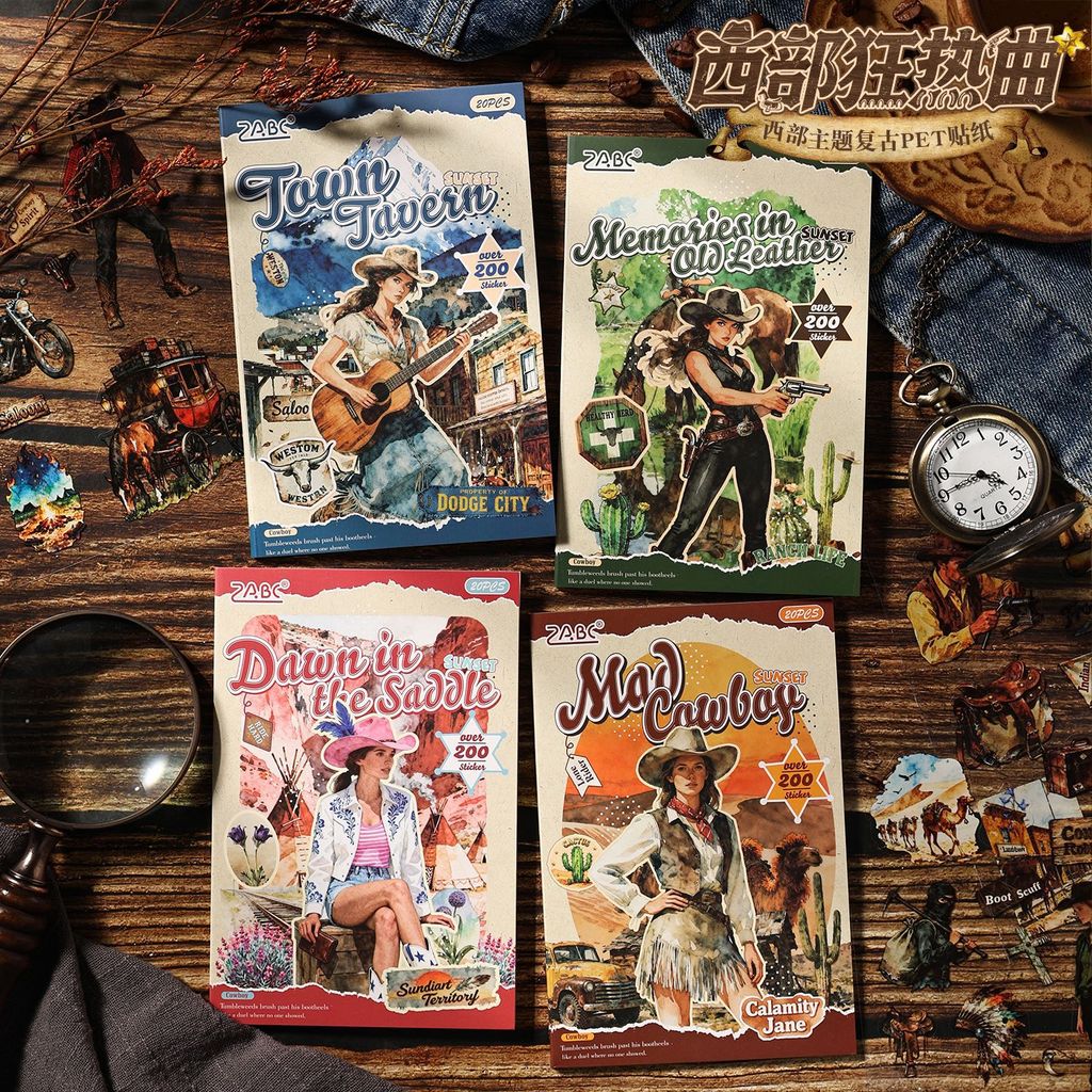 Western Mania Retro Sticker Book Western Sổ tay Chất liệu Sách dán sáng tạo