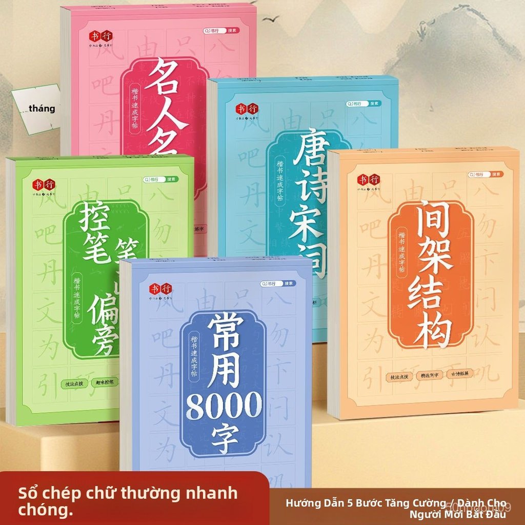 Vở luyện chữ Hán chữ Khải cơ bản tập viết 8000 từ thông dụng cho người mới bắt đầu luyện nét chữ đẹp