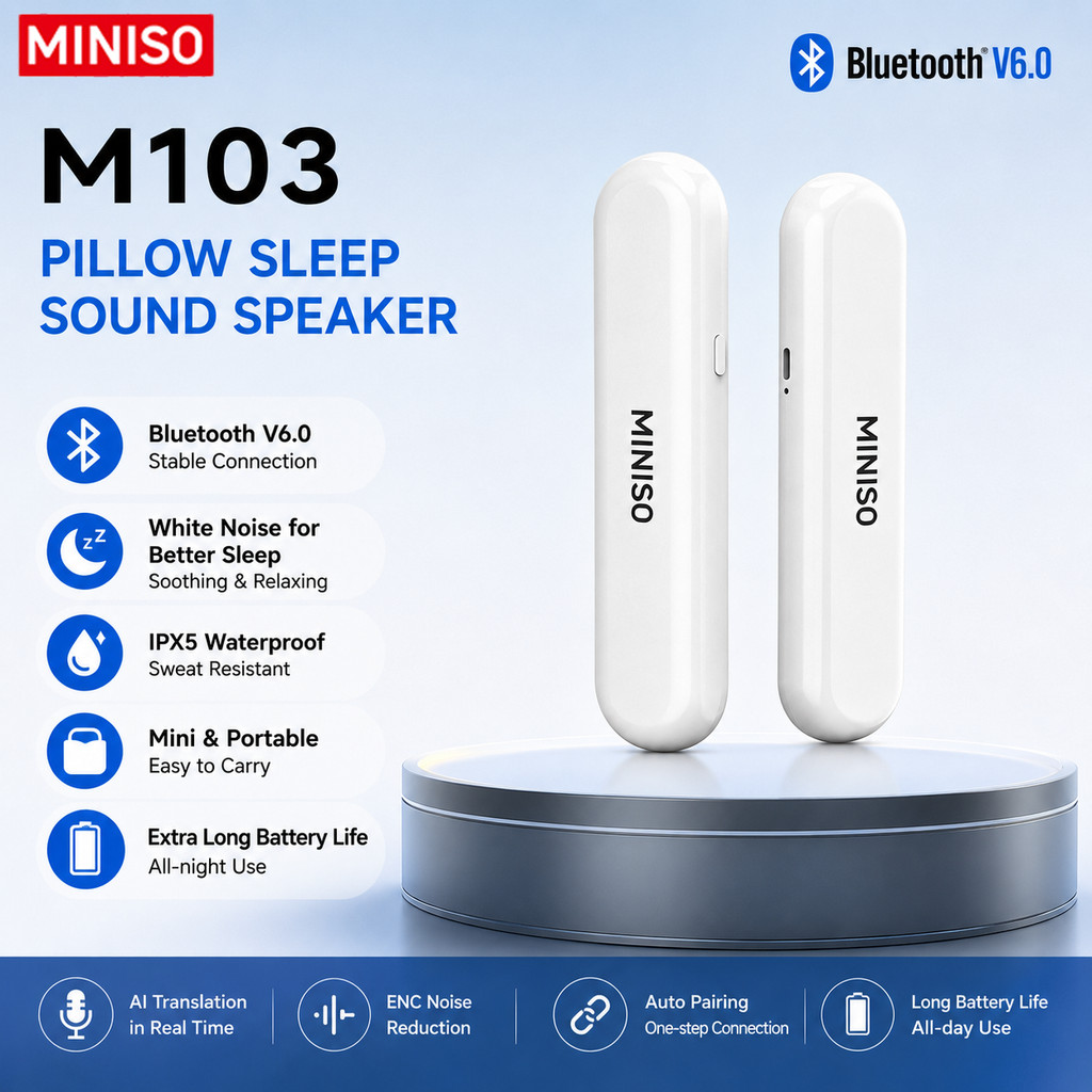 Gối dẫn truyền xương MINISO M103 Loa hỗ trợ giấc ngủ Bluetooth ​​V6.0 Đừng làm phiền bạn đồng hành c