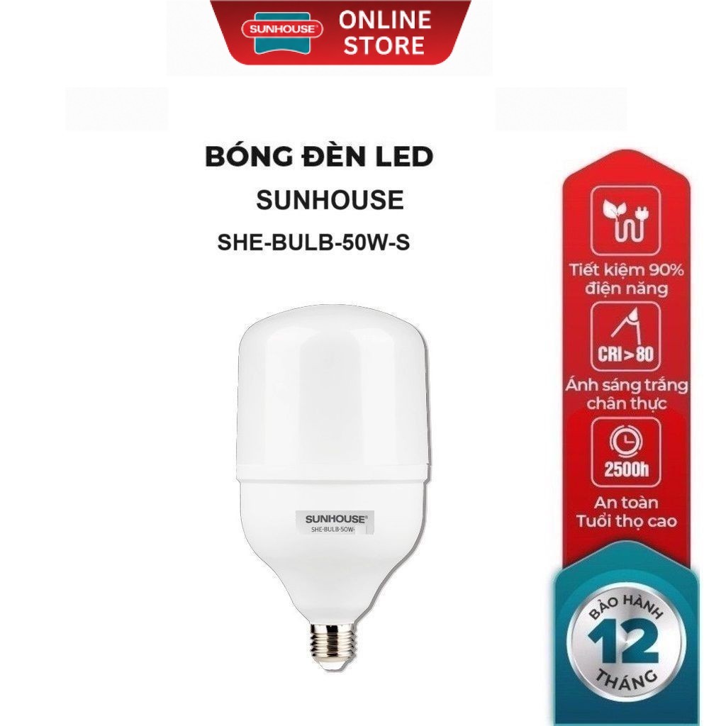 Bóng Đèn LED bulb Spec Sunhouse 50W  SHE-BULB-50W-S, Tuổi thọ lên đến 25.000 giờ, Chip LED chất lượn