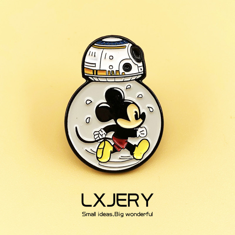 2026 Sản phẩm mới LXJERY | Star Wars BB8 Robot Chuột Mickey Thổ Cẩm Hoạt Hình Mickey Huy Hiệu Túi Họ