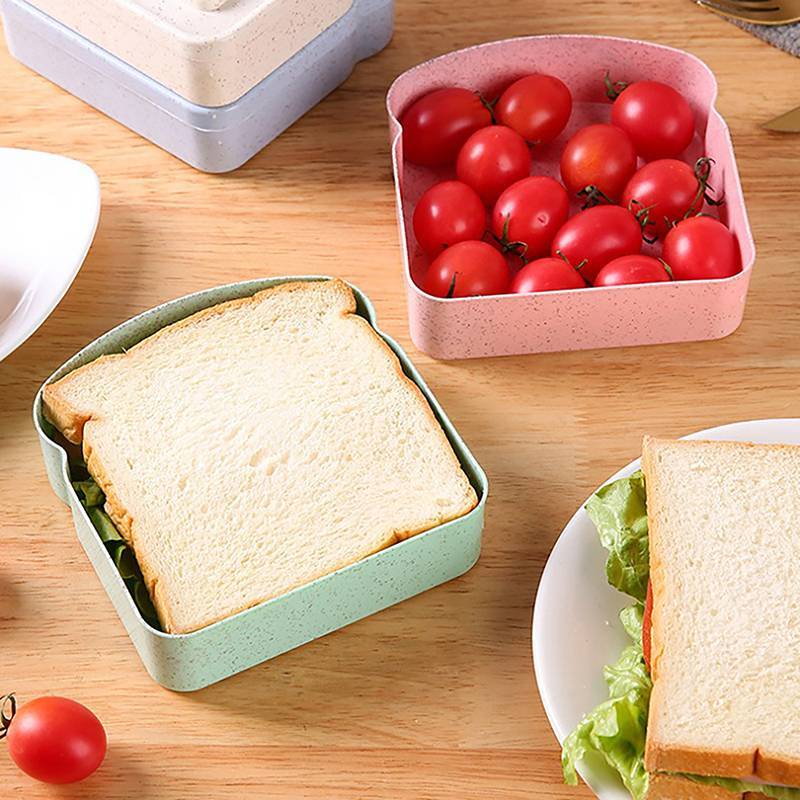 SHINE Cơm Trưa Bánh Mì Nướng Sandwich Hộp Đựng Nhiều Màu Dung Tích Lớn Nhân Viên Văn Phòng Nhựa Bent