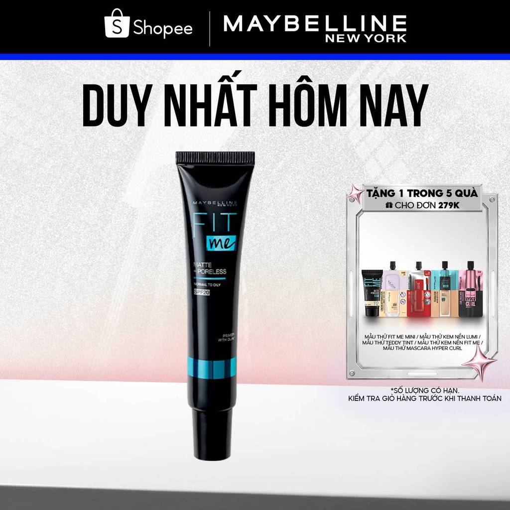 Kem Lót Kiềm Dầu Ngăn Xuống Tông SPF 20 Fit Me Primer Matte+Poreless Maybelline New York 30ml