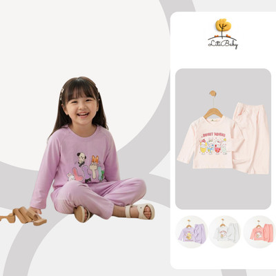 Bộ cotton thu đông bé gái mềm mịn, co giãn LITIBABY ĐG003 1-7 tuổi