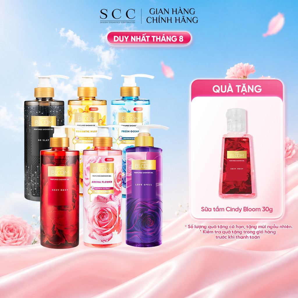 Sữa Tắm Nước Hoa CINDY BLOOM Hương Thơm Ngọt Ngào, Nữ Tính, Làm Sạch Dịu Nhẹ Chai 640g