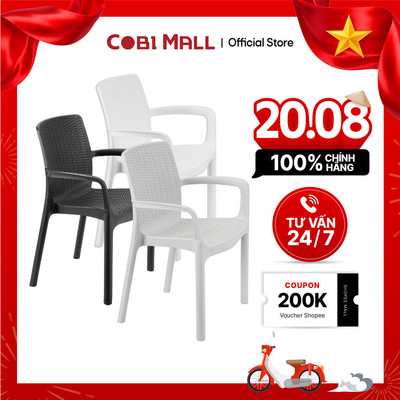 Ghế Nhựa Đúc Liền Khối Giả Mây Chịu Lực Tốt, Màu Xám/Trắng/Đen – Cobi Home