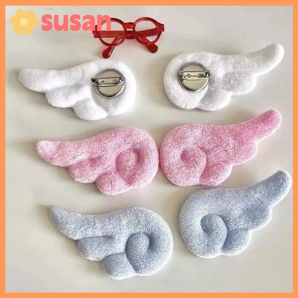 SUSANSU 1 Đôi Cánh Thiên Thần Mặt Dây Chuyền, Thổ Cẩm Đôi Cánh Thiên Thần Ngọt Ngào Phong Cách Y2K, 
