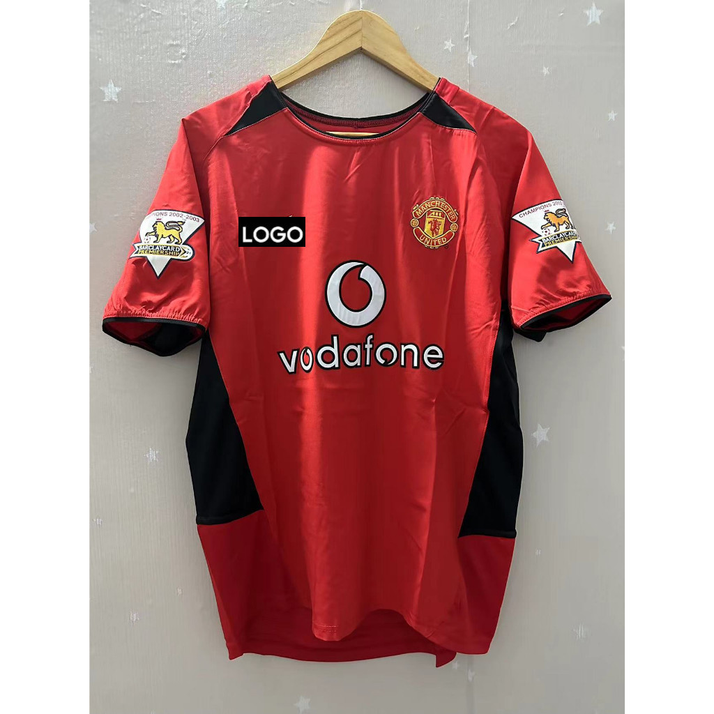 2002-04 M # Old Trafford Áo bóng đá sân khách Jersey Man Retro Áo bóng đá