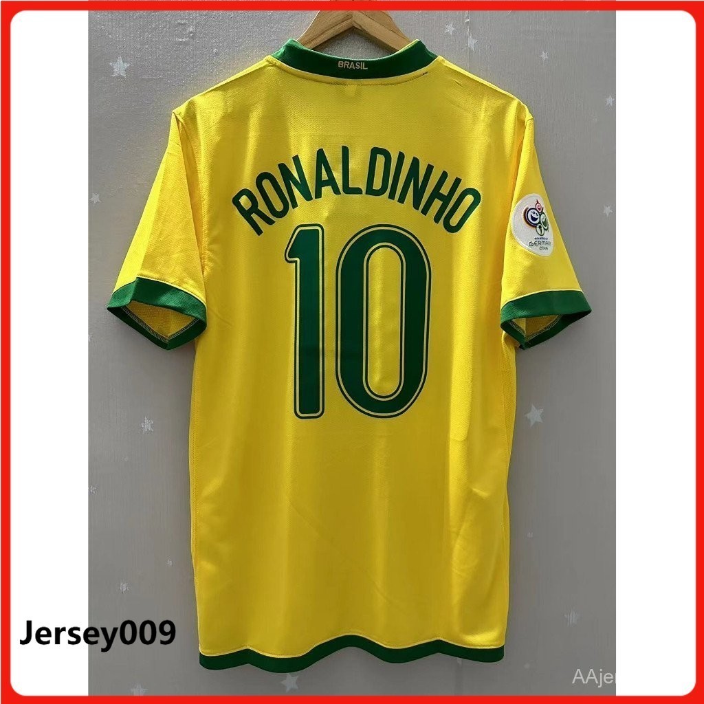 2006 Brazil Nhà Retro Áo Bóng Đá Tùy Chỉnh Áo Thun 06 RONALDINHO Áo Bóng Đá RONALDO