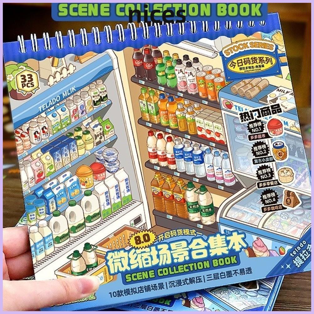 Nhãn dán cảnh cửa hàng NICES, Nhãn dán phong cảnh cỡ lớn PET, 10 cảnh 33 tờ Nhãn dán cảnh thu nhỏ dễ