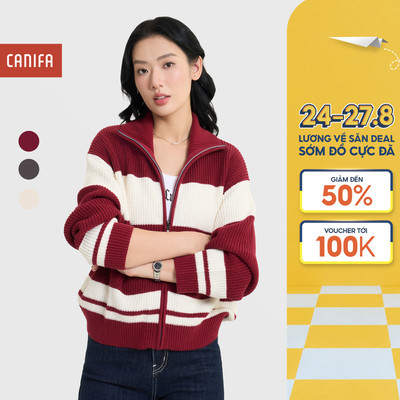 Áo khoác len nữ CANIFA dài tay cổ bẻ 6OT25C003