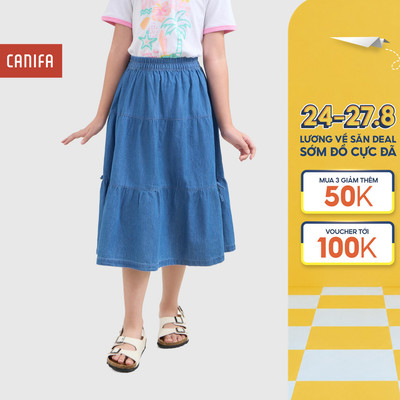 Chân váy bé gái CANIFA cạp chun dáng dài và xòe nhiều tầng 1KS26C001