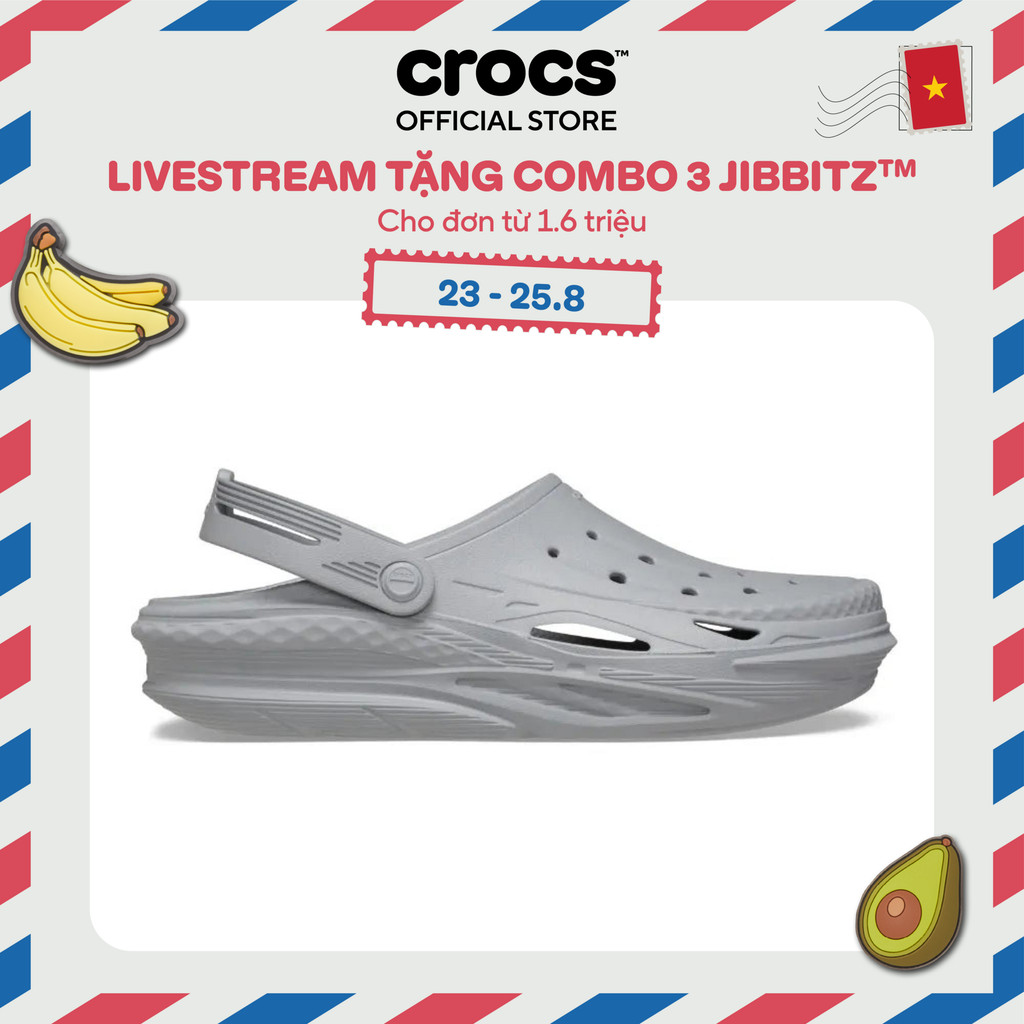 Giày Clog Unisex Crocs Off Grid - Light Grey - 209501-007