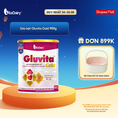 Sữa bột Gluvita Gold dành cho người tiểu đường - Giúp kiểm soát đường huyết - Lon 900g
