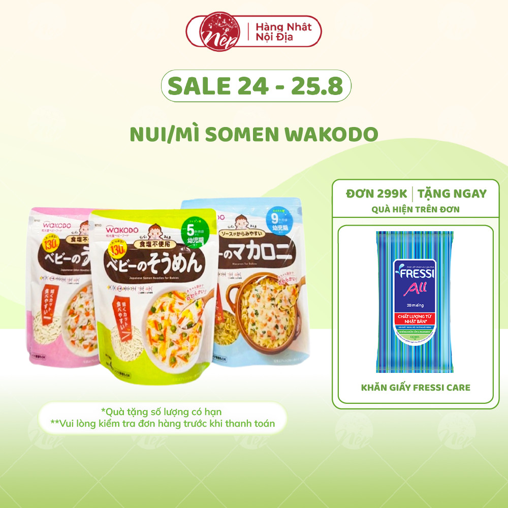 [Date Mới] Nui/Mì somen Wakodo tách muối 130g Nhật Bản cho bé từ 5 đến 9 tháng tuổi - nepshop1
