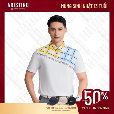 Áo Polo nam ARISTINO phom Tech Golf rộng rãi, chất liệu kỹ thuật thoáng khí, mềm mại, co giãn tốt - APSG09AZ