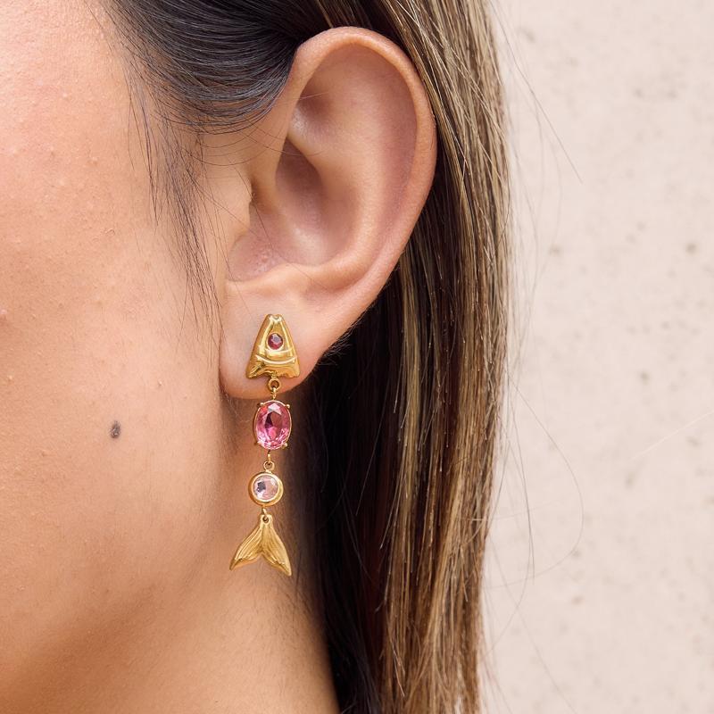 [Boutique1] Bông tai thả cá mạ vàng với thiết kế tối giản Zircon dành cho nữ Quà tặng Choice VN