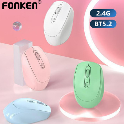 Chuột không dây có thể sạc lại Fonken Chuột Bluetooth chế độ kép 2.4G Chuột lười máy tính