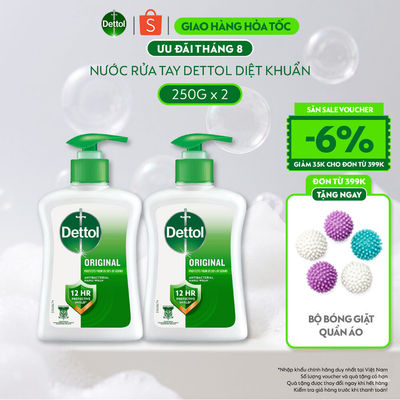 Combo 2 nước rửa tay Dettol kháng khuẩn hương tinh dầu thông - chai 250g