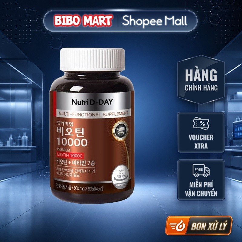 [MALL] Viên uống bổ sung Biotin 10000mg Nutri D-DAY Lọ 90 viên - BM005.2