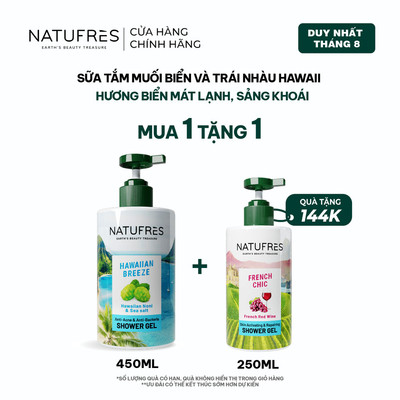 [LIVE] Sữa Tắm Ngừa Mụn, Hương Biển Natufres Hawaiian Breeze Chiết Xuất Muối Biển & Trái Nhàu Hawaii – 250ml / 450ml