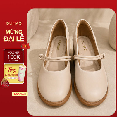 Giày Cao Gót GUMAC Bít Mũi Quai Ngang Đính Ngọc Trai Cao Cấp GG05067