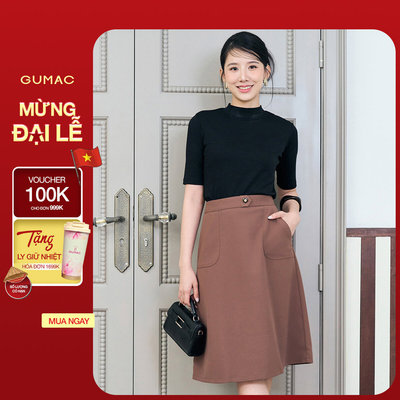 Chân Váy Chữ A Nữ GUMAC Chân Váy Công Sở Lưng Cao Dáng Dài Chất Tuyết Mưa Có Túi Đắp Thanh Lịch LVE1202