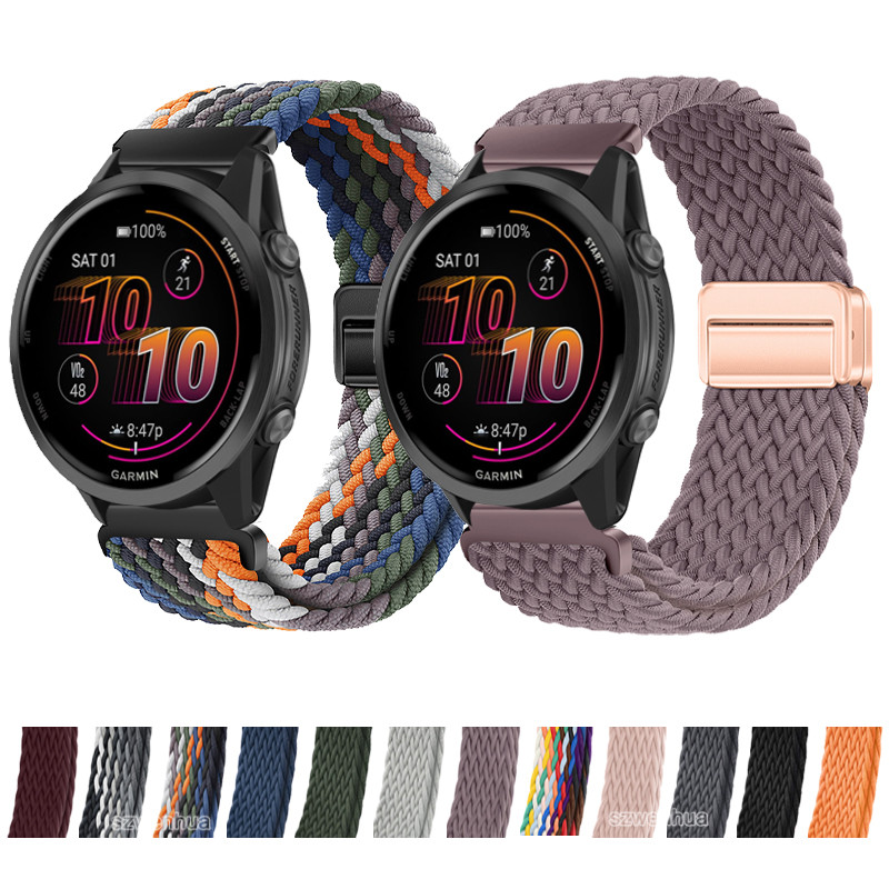 Dây đeo đồng hồ Nylon bện từ tính cho Garmin Forerunner 570 47mm 42mm 255 265 170 70 165 55 158 255S