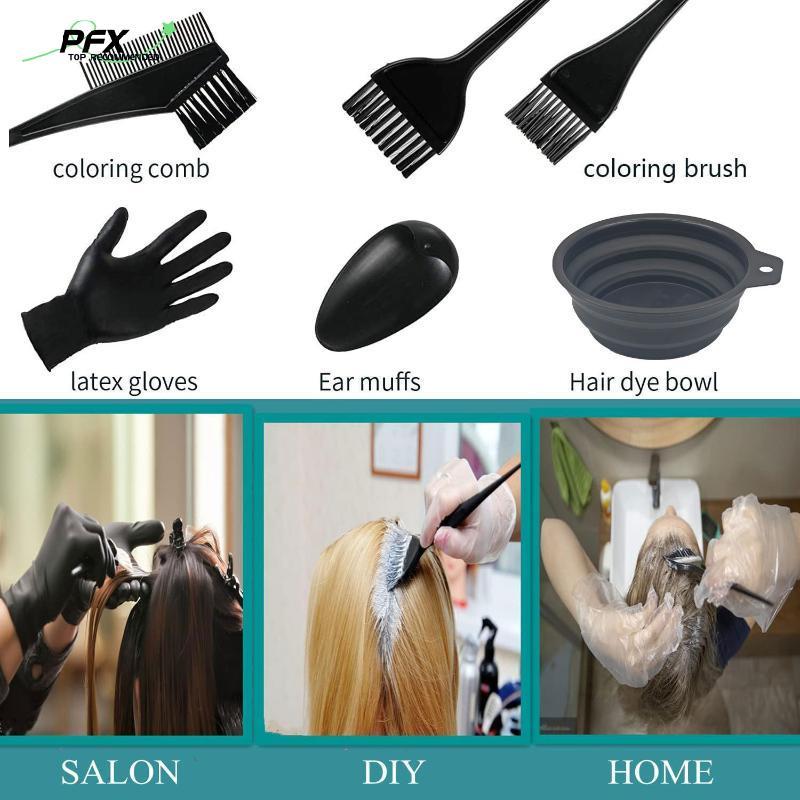 PFX Hair Dye Brush And Bowl Set Ear Caps Dye Mixer Hair Tint Dying Coloring Applicator Thuốc nhuộm D