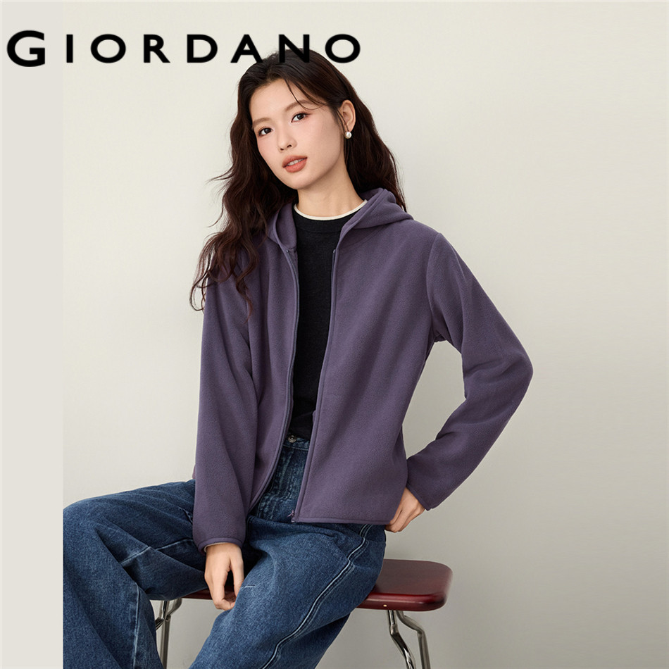GIORDANO WOMEN Polar fleece hooded jacket 13376603