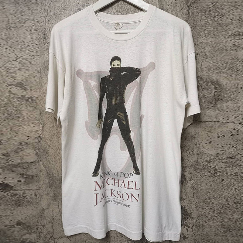 Michael Jackson Tribute to Michael Jackson Dạo Phố Áo Thun Tay Ngắn vintage Đẹp Trai Nửa Tay Nam