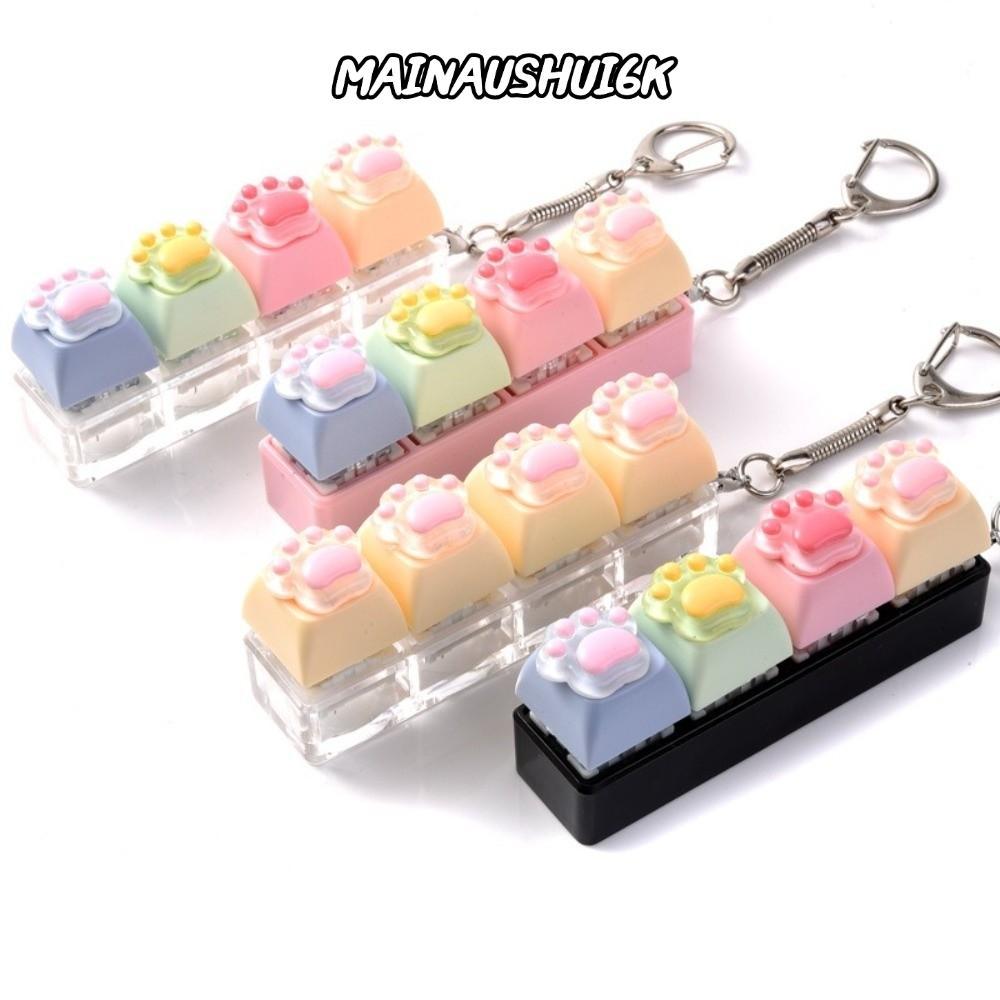 MAINAUSHUI6K Bàn phím mèo Fidget Đồ chơi, Nút nhấp chuột thư giãn Fidget Móc khóa, 4 phím đầy màu sắ