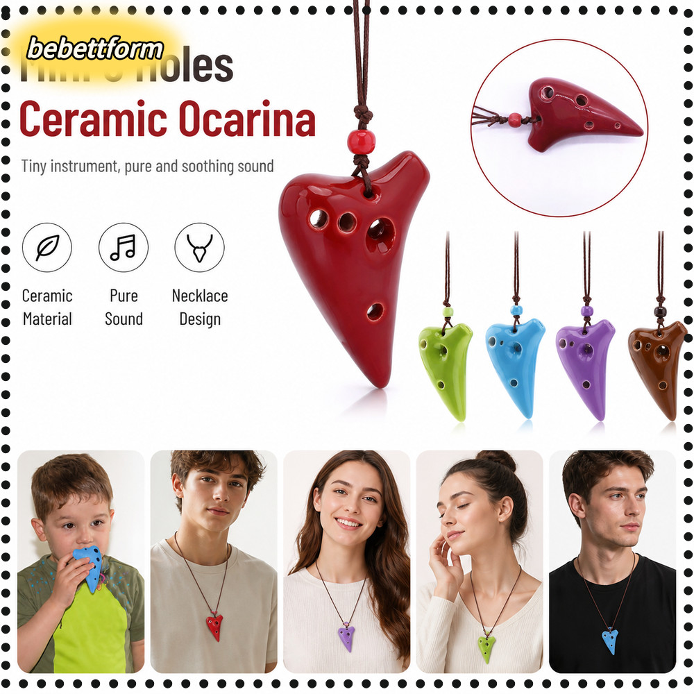 BEBETTKISS Gốm Ocarina, Mặt dây chuyền Ocarina có thể chơi được 6 lỗ, Dây treo bao gồm biểu diễn sân