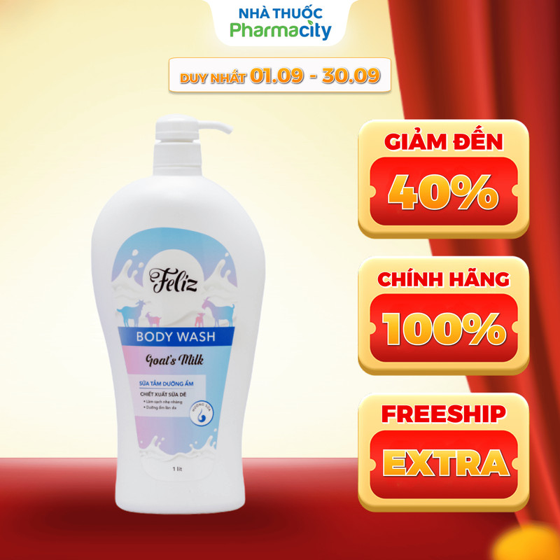 Sữa tắm chiết xuất sữa dê Feliz Body Wash Goat’s Milk (Chai 1 lít)