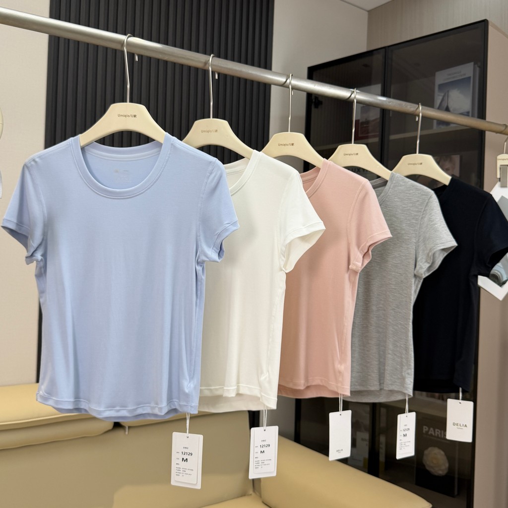 T Tree Rice ai Banana HouseSlim-fit All-match Slimmer Look Soft Skin-friendly Basic Modal Cổ Tròn Ng