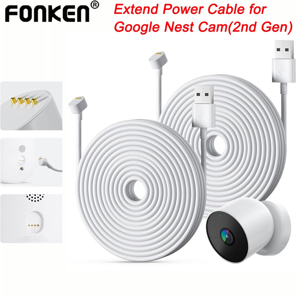 Cáp sạc máy ảnh Google Fonken 9M/7.5M/5M Cáp nguồn mở rộng cho Google Nest Cam (Thế hệ thứ 2)