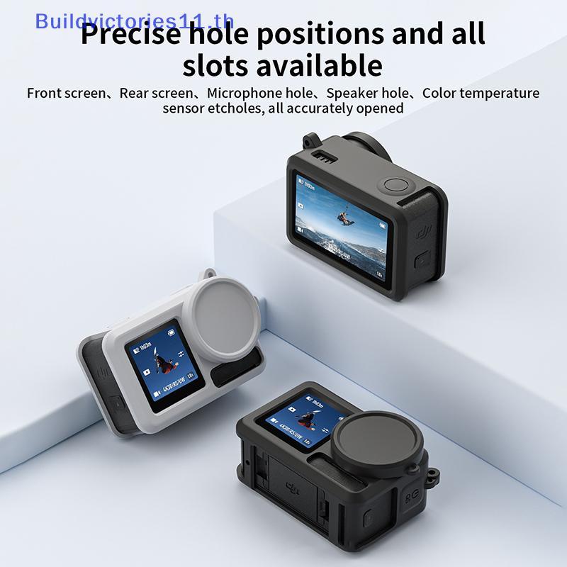 Buildvictories11 Camera Thể Thao Silicon Bảo Vệ Bộ Nắp Len Bảo Vệ Màn Hình Và Dây Treo Cho Osmo Acti