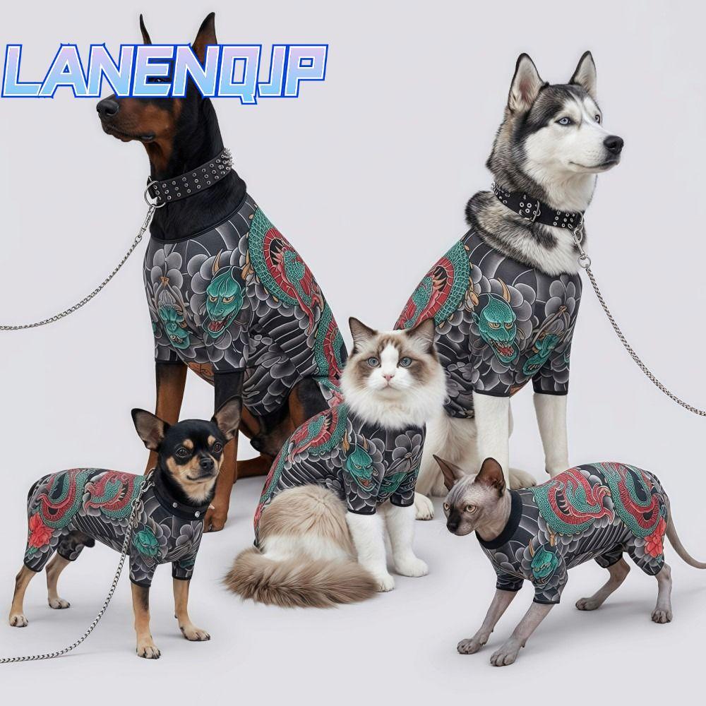 LANENQJP Pet Tattoo Jacket, Áo Vest hình mèo ngộ nghĩnh thoáng khí, Sáng tạo mát mẻ như thật Bốn mùa