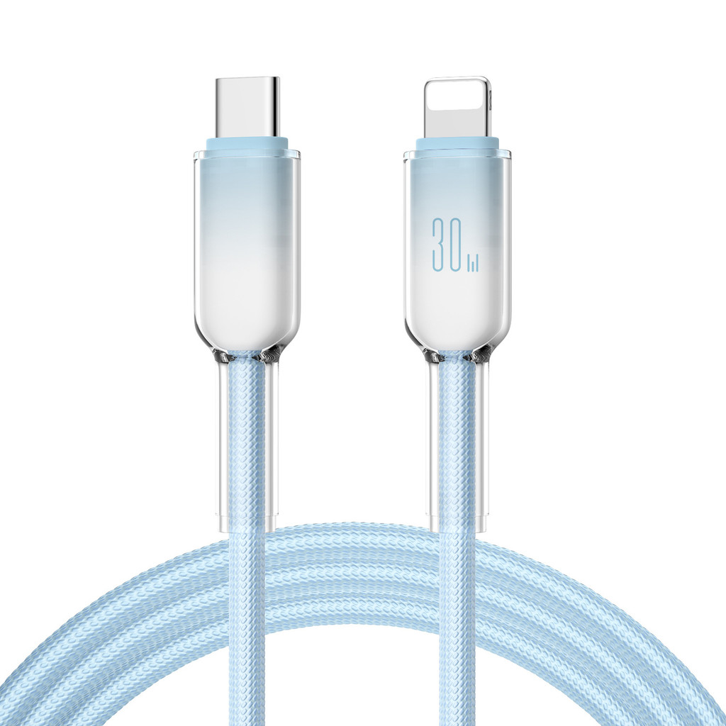Cáp sạc nhanh 30W USB-C đến 8Pin Ice Crystal Design Dây bện Nylon bền Tương…