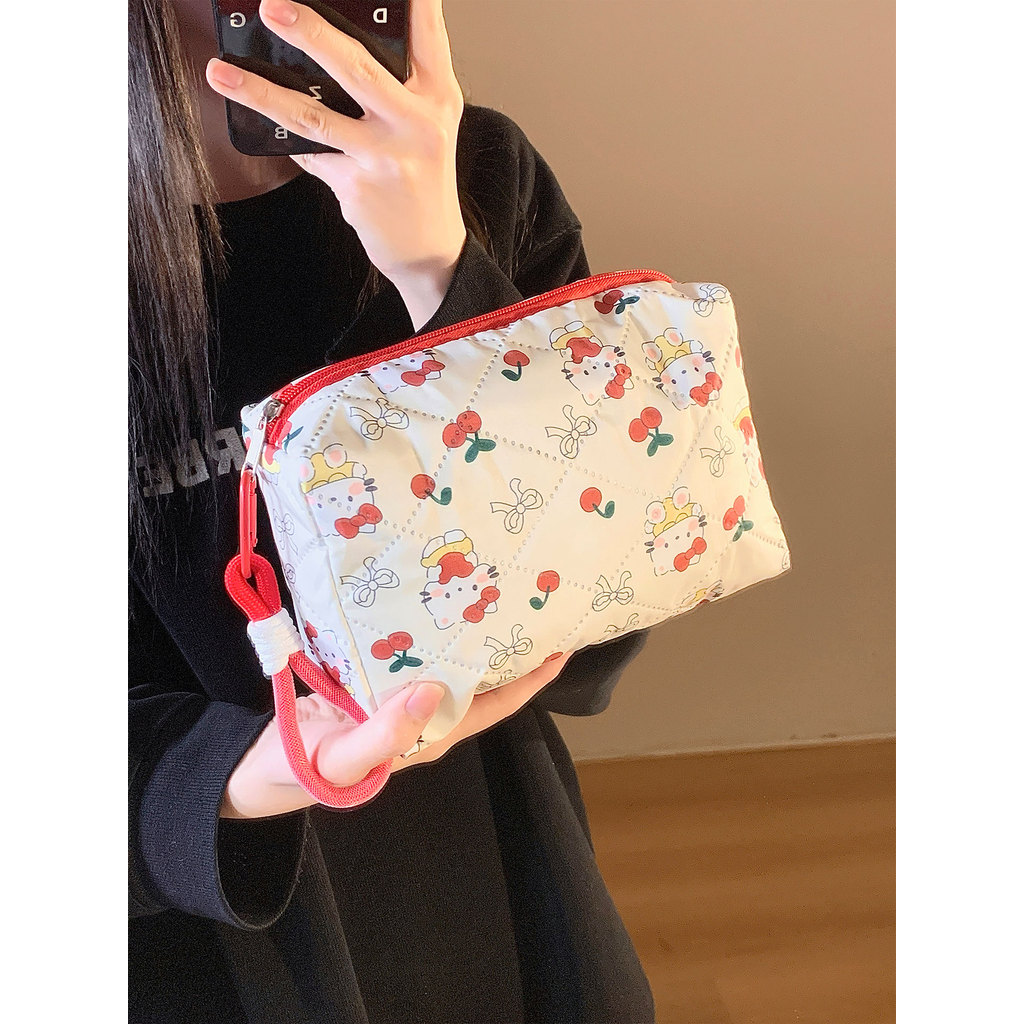 | makeup bags | travel cosmetic bags 【mini cosmetic bags】 ♩Mèo Dễ Thương Anh Đào Túi Đựng Mỹ Phẩm Nữ
