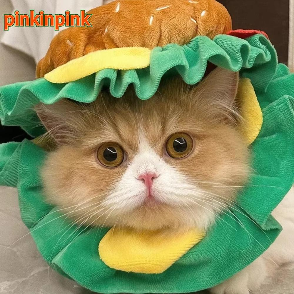 PINKINPINK Pet Burger Hat, Cosplay Hamburger Cat Headgear, Đảng Có Thể Điều Chỉnh Váy Chữ Thập Ngộ n