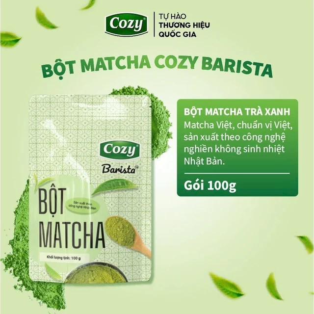 Bột Matcha Cozy, Bột Trà Xanh 100gr Pha Latte Trà Sữa, Matcha Làm Bánh Kẹo Nougat