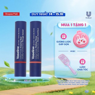 Combo 02 Son dưỡng môi Vaseline Colour+Care Mellow Rose & Kissing Red 3g