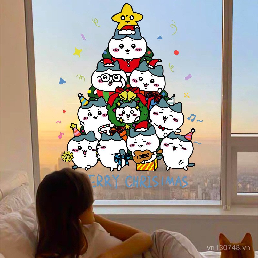 Chiikawa Dán Cửa Sổ Kính Chiikawa Cây Giáng Sinh Giáng Sinh 2026 Waka Miếng Dán Cửa Sổ Trang Trí Năm